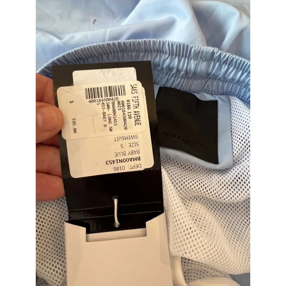 Givenchy Mens 4G Long Small Swim Shorts Baby Blue - Picture 2 of 7